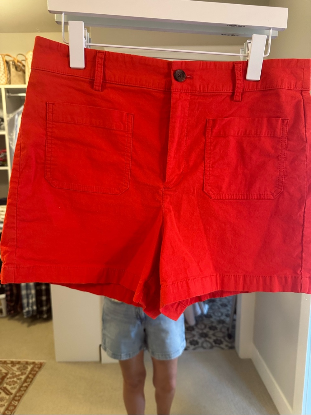 J. Crew Bright Red Patch-Pocket Cotton Shorts